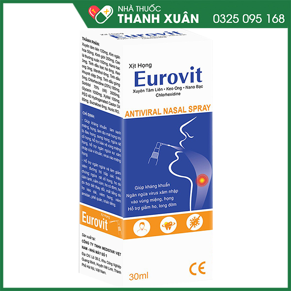 Xịt họng Eurovit giảm ho, đau rát họng hiệu quả